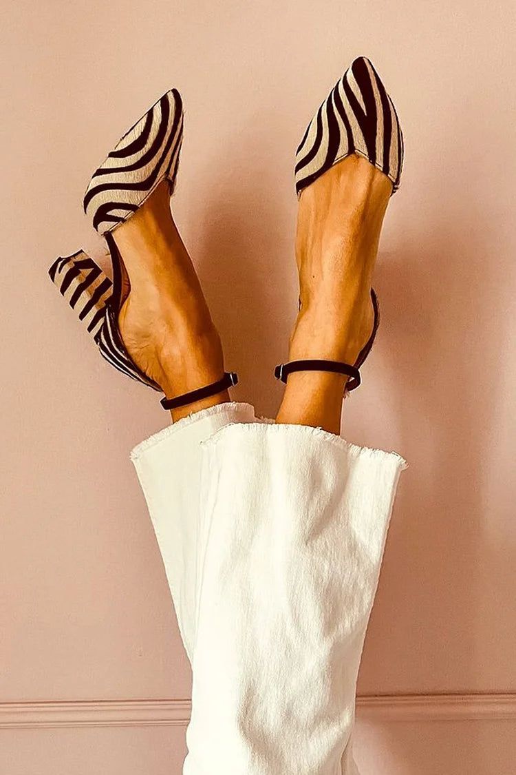 Ella & James | ZEBRA PRINT POINTED TOE PUMPS WITH ANKLE STRAP