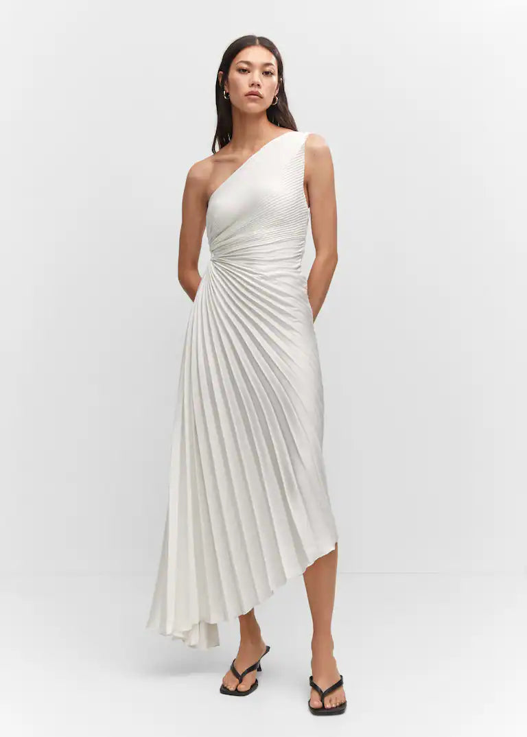 Sylviana - One Shoulder Pleated Midi Dress
