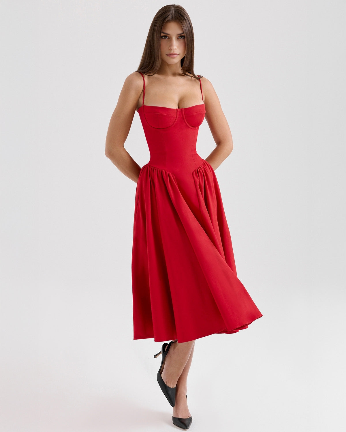 Monroe – Iconic Style Red Midi Dress