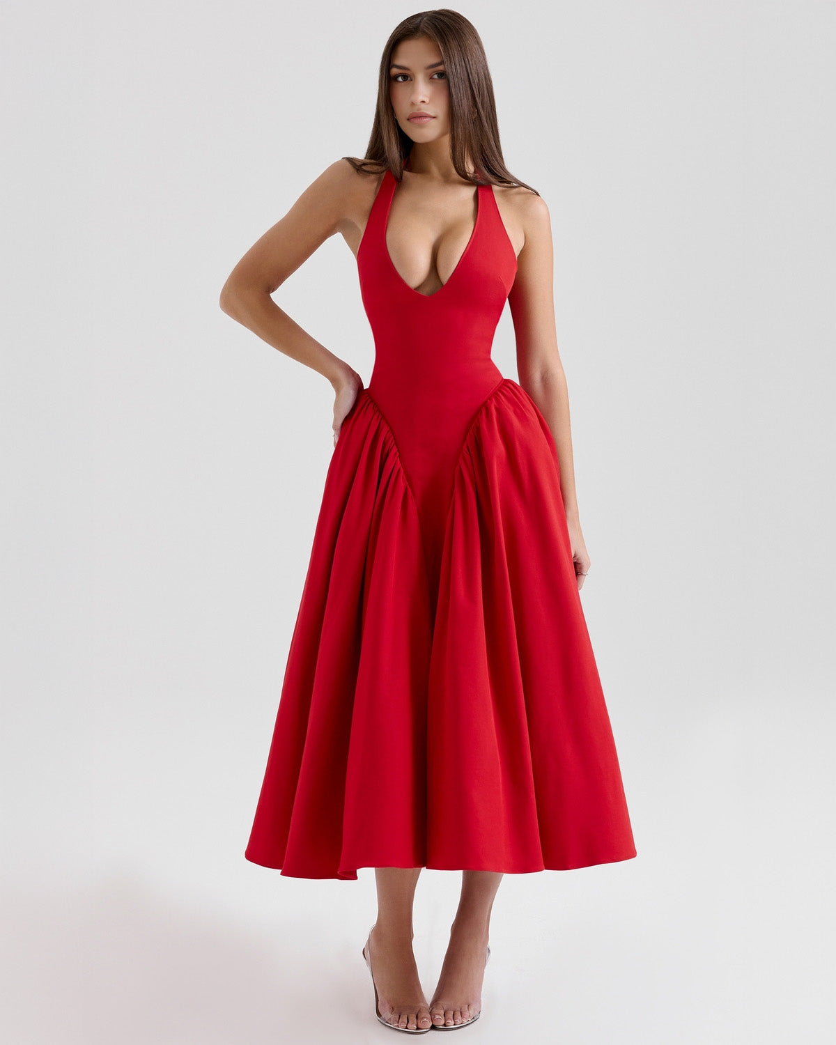Monroe – Iconic Style Red Midi Dress
