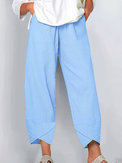 Anna - Asymmetric Hem Cropped Trousers