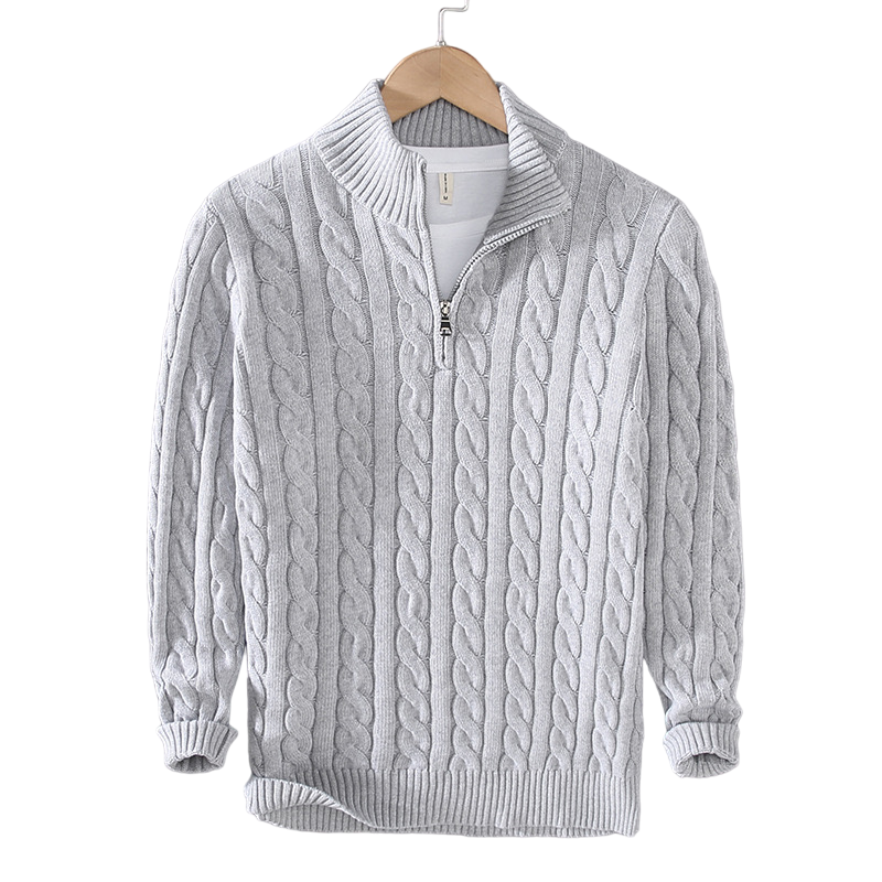 Jordan | Cable Knit Sweater with Zipper