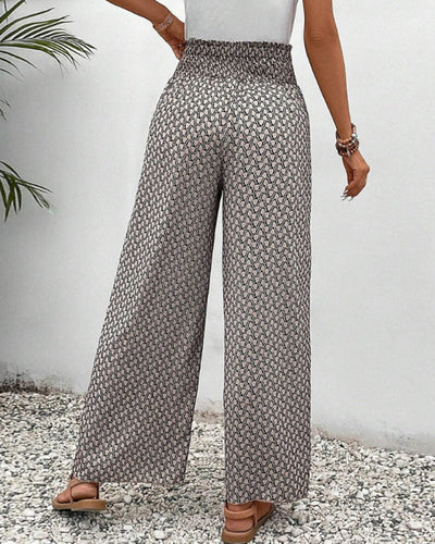 Julia - Printed Smocked Waist Trousers