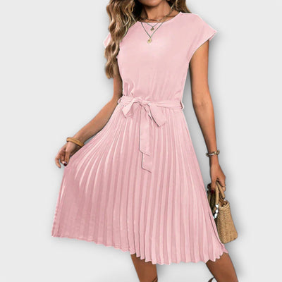 Claire - Short Sleeve, Pleated, Casual Midi Dress