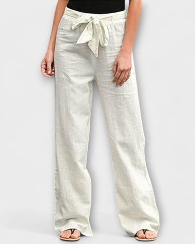 Hannah - Linen Tie-Waist Wide-Leg Trousers