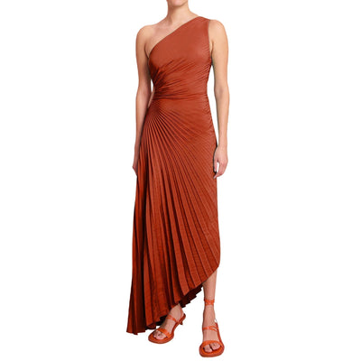 Sylviana - One Shoulder Pleated Midi Dress