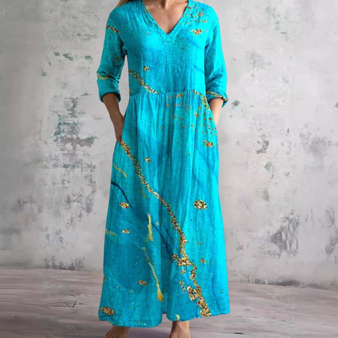 Dearlyn | Summer Dress with V-Neck and Floral Pattern