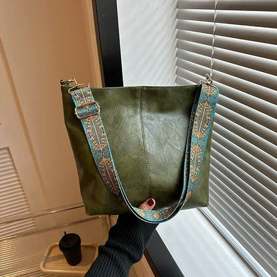 Sophia - Classic Shoulder Bag with Patterned Strap