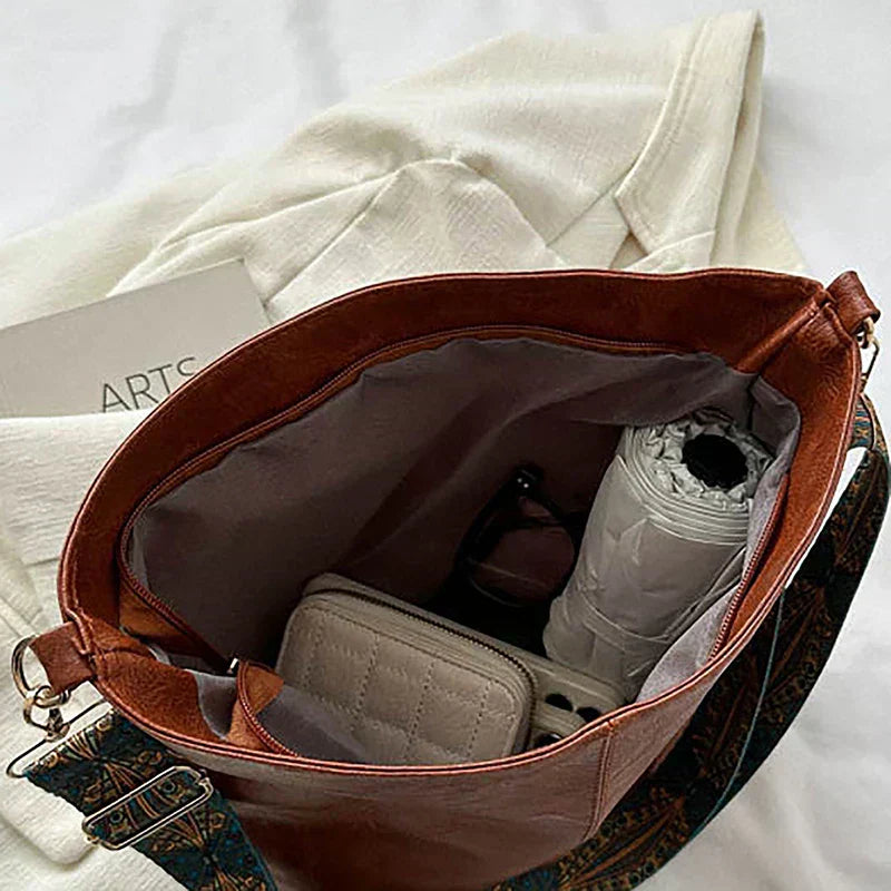 Sophia - Classic Shoulder Bag with Patterned Strap