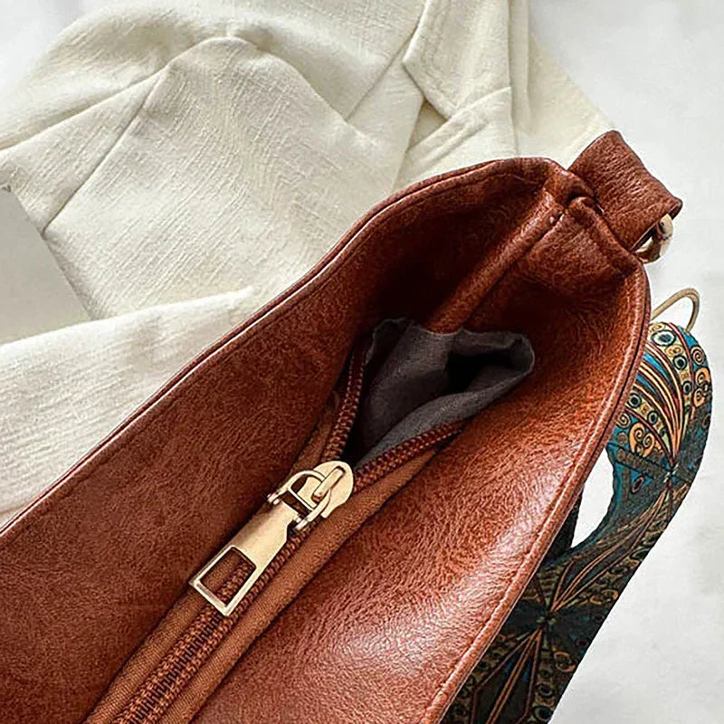 Sophia - Classic Shoulder Bag with Patterned Strap