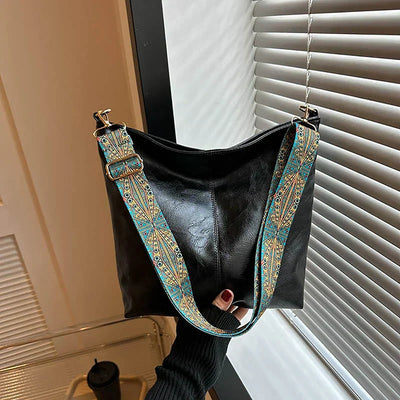 Sophia - Classic Shoulder Bag with Patterned Strap