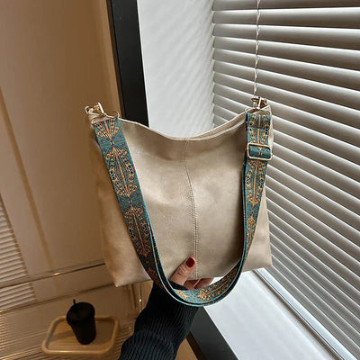Sophia - Classic Shoulder Bag with Patterned Strap