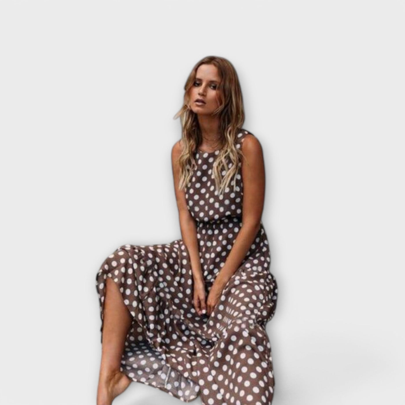 Danae - Boho Midi Dress with Dots