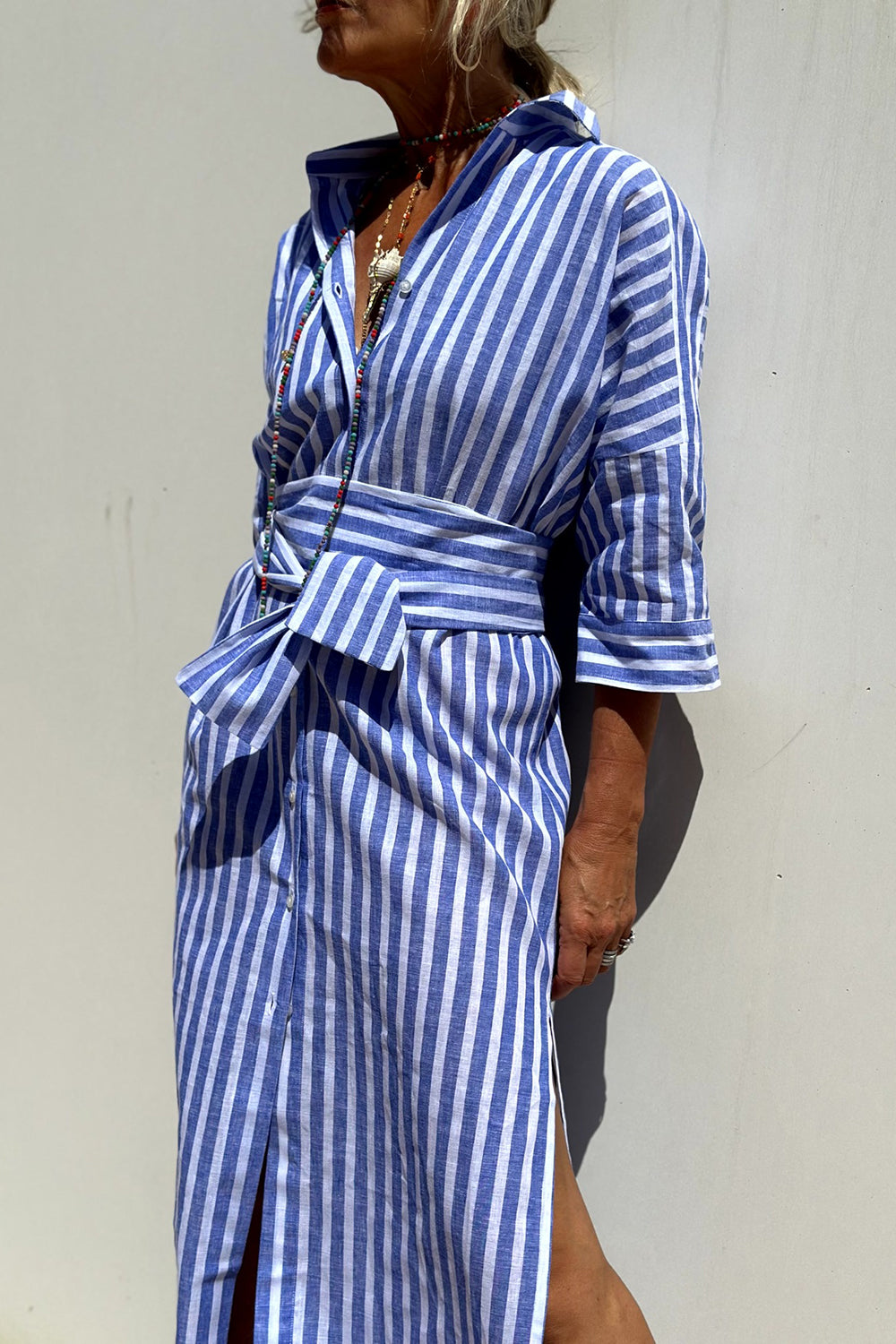 Sophia | Elegant striped shirt dress