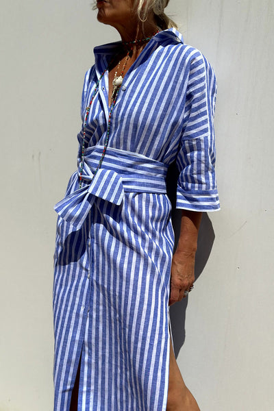 Sophia | Elegant striped shirt dress