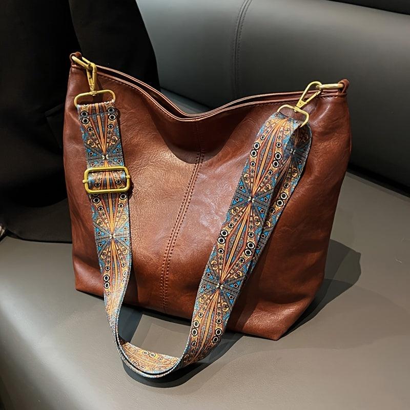 Sophia - Classic Shoulder Bag with Patterned Strap