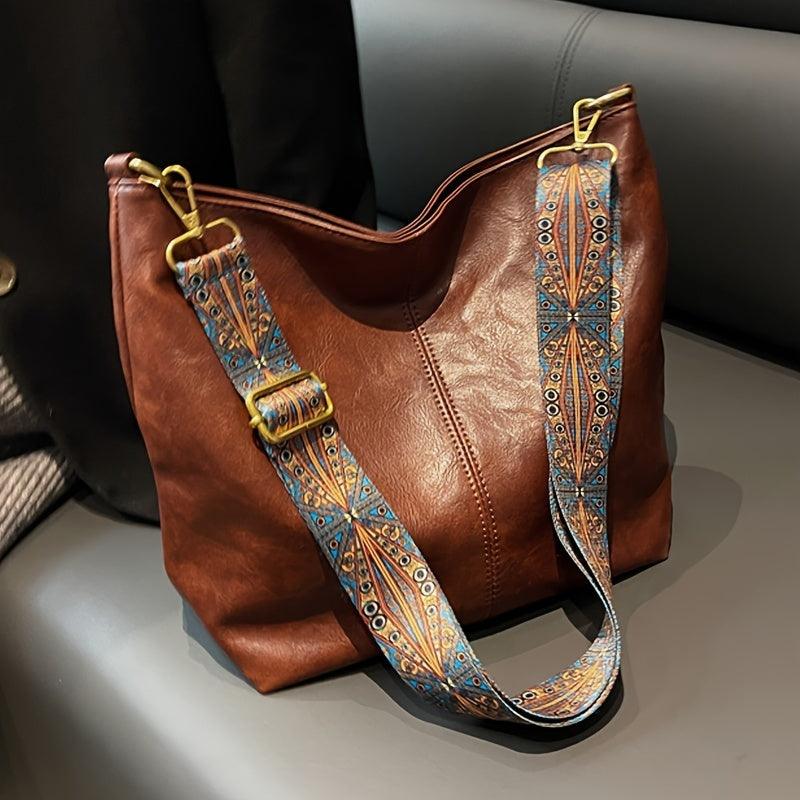 Sophia - Classic Shoulder Bag with Patterned Strap