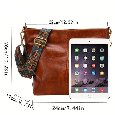 Sophia - Classic Shoulder Bag with Patterned Strap