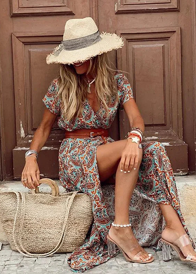 Briony | Elegant Paisley Maxi Dress
