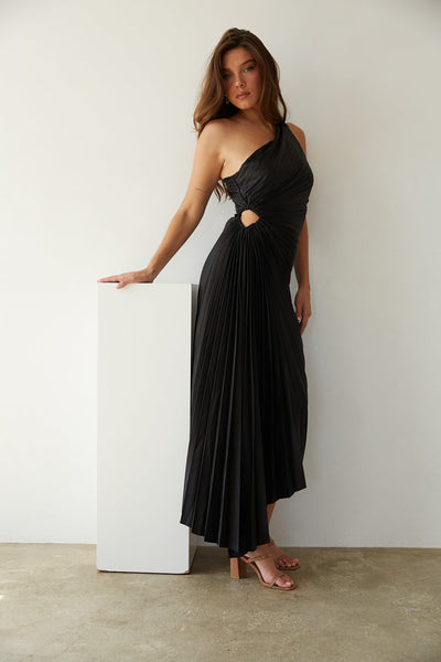 Sylviana - One Shoulder Pleated Midi Dress
